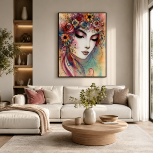 Serene Whimsical Woman Canvas Print (24” x 20”)